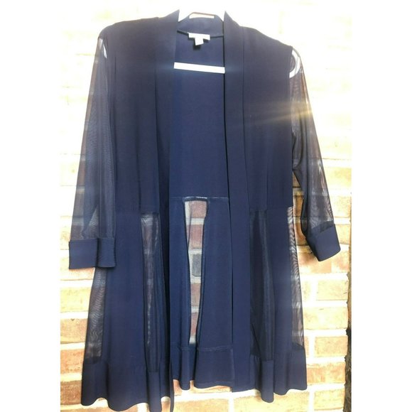 CB Elegant 2 Piece Sleeveless Shift Dress w/Sheer Jacket Sz 8 Navy, Wedding, MOB - Picture 6 of 10